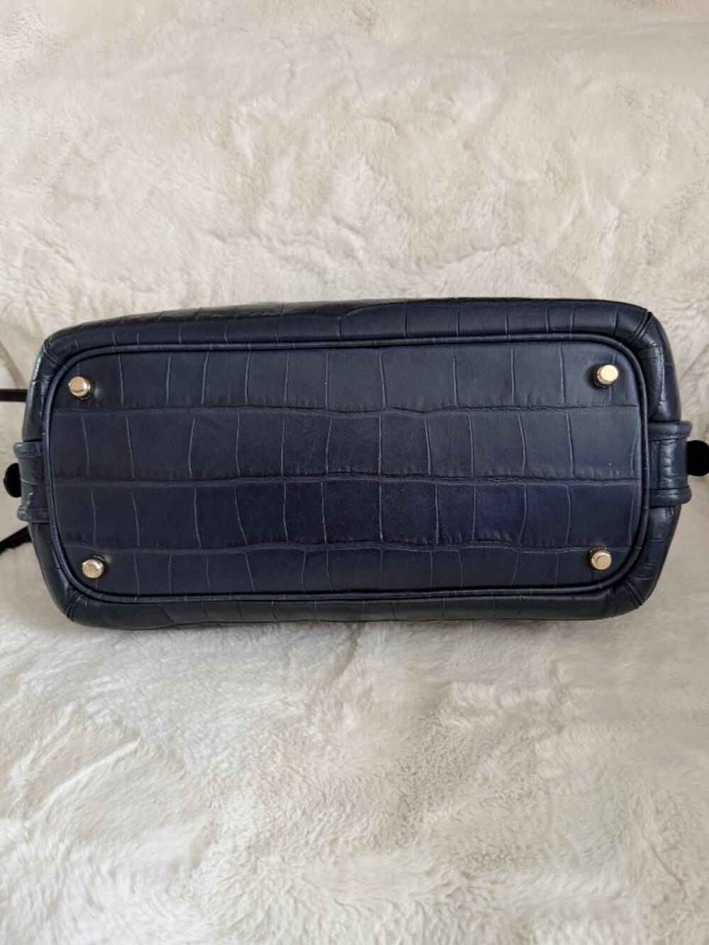 Coach Prince Street Satchel Navy Leather Crocodile-Embossed Crossbody/Handbag - Picture 8 of 16